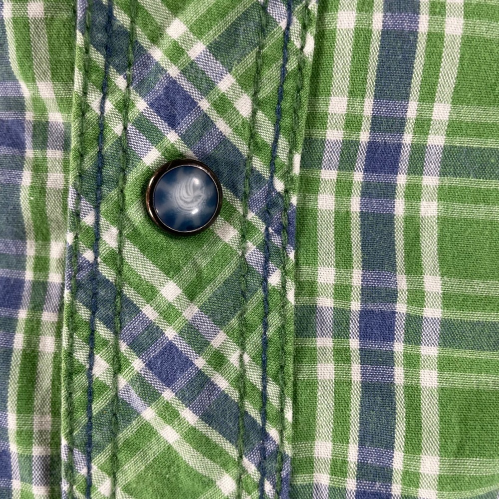 Cowboy Up Mens XL Green Plaid Western Pearl Snap Long Sleeve Shirt Classic Fit - Picture 6 of 9